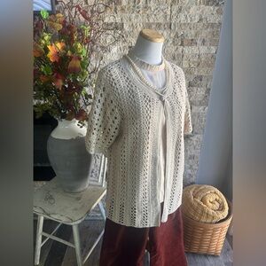 Serengeti Tan Crochet Cotton Top - XL